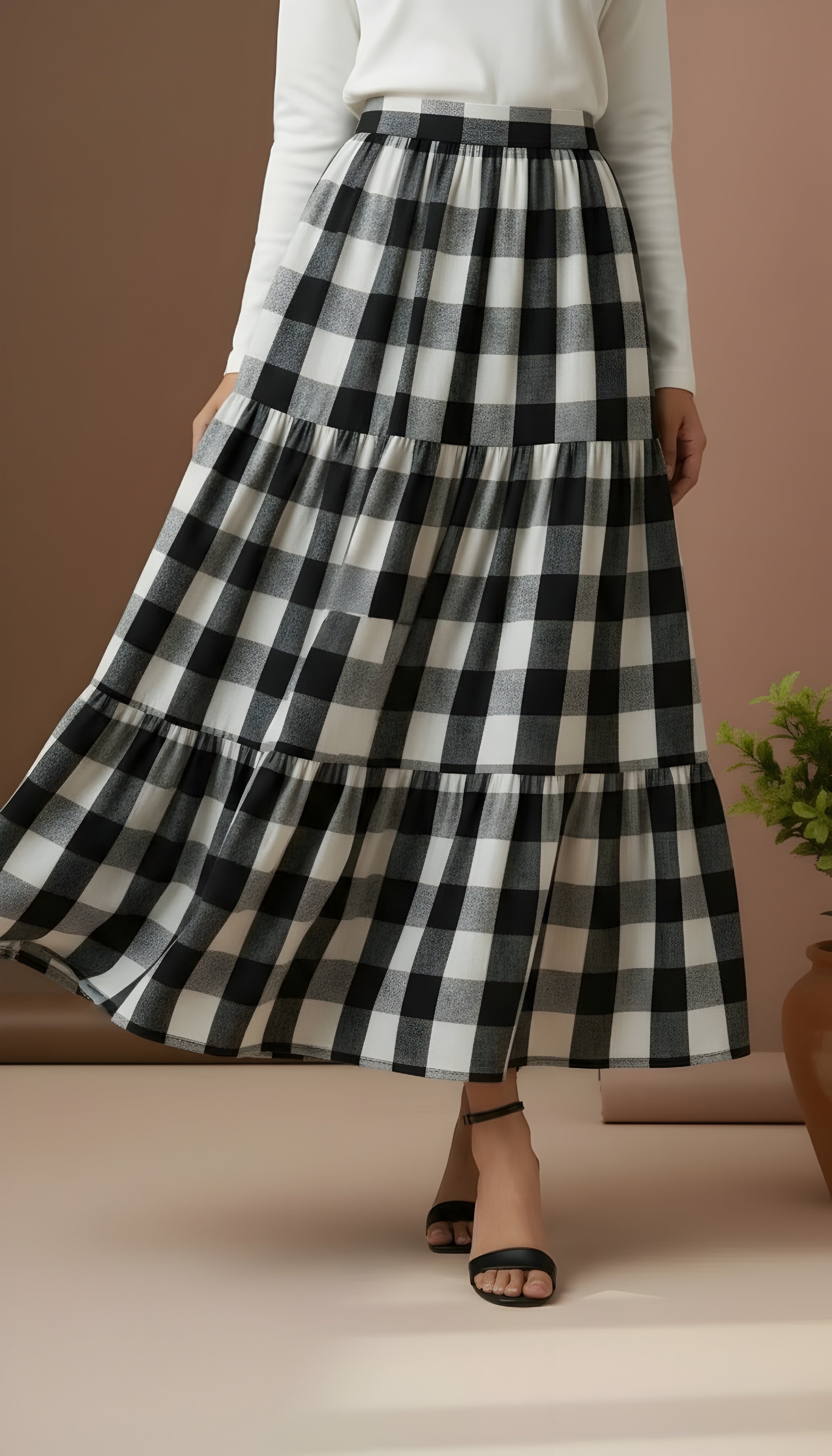 Wool Checkered Skirt!