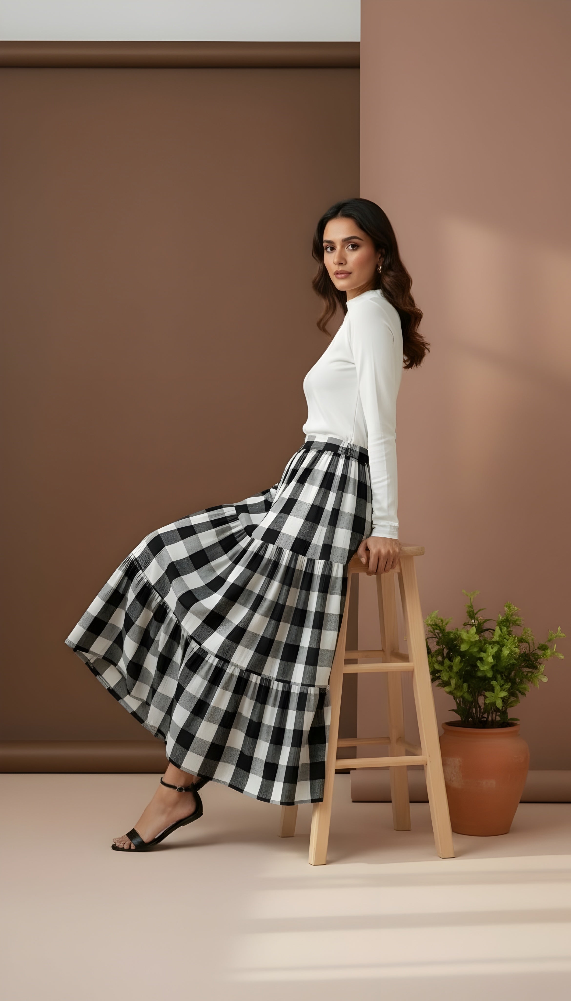 Wool Checkered Skirt!