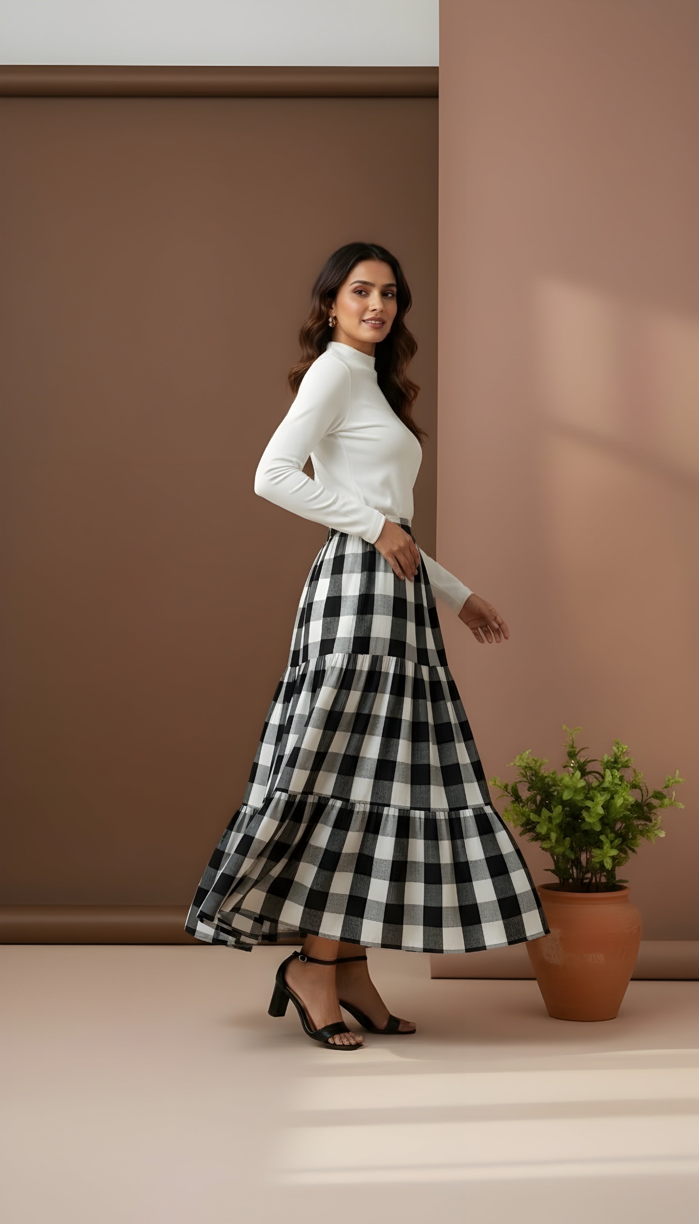 Wool Checkered Skirt!